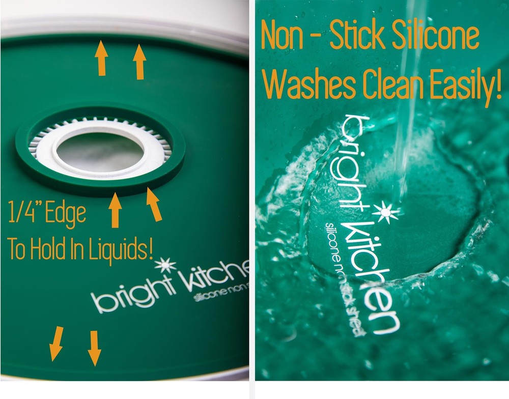 2 Fruit Leather Silicone Dehydrator Sheets with EDGES D1-Elite-2pack, Green