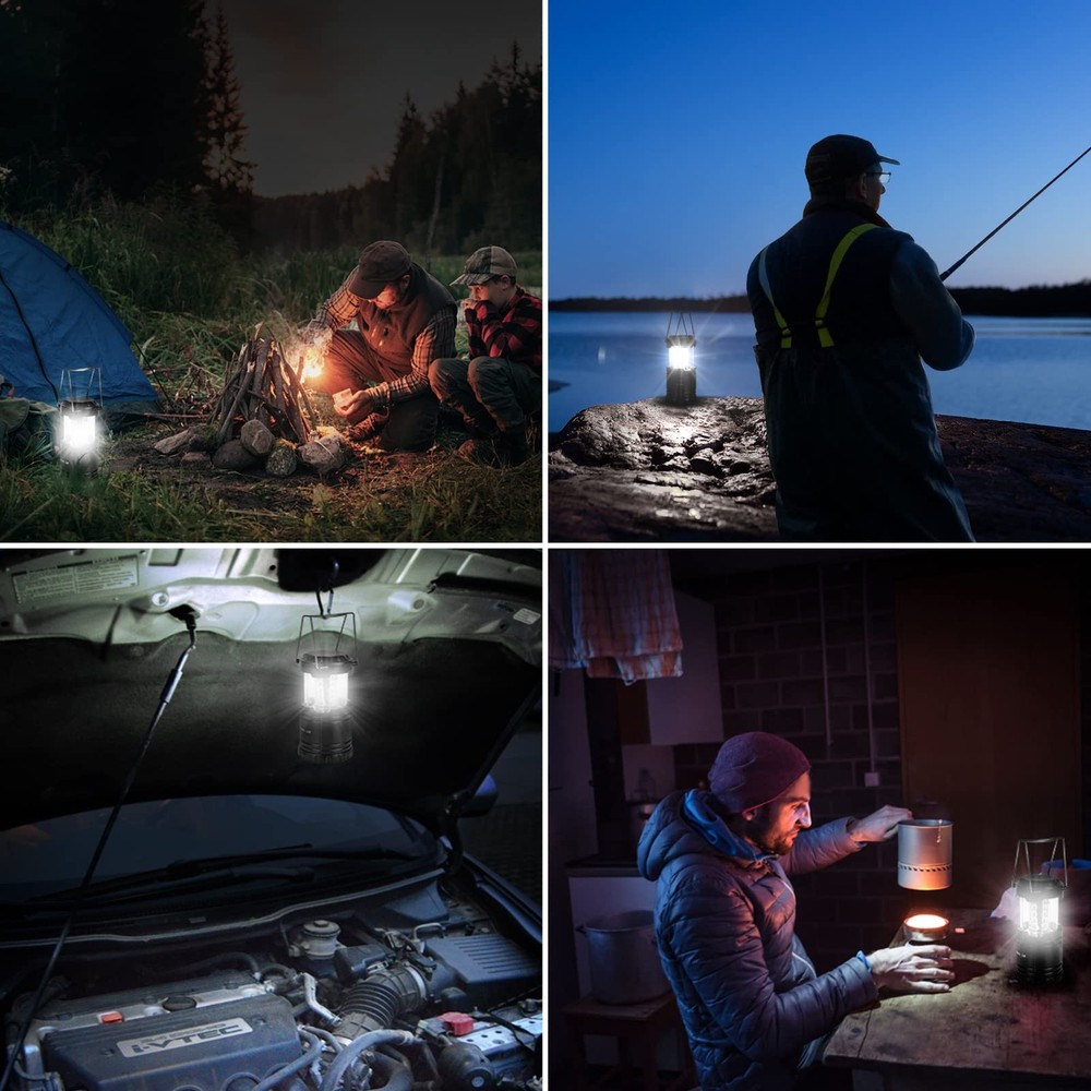 Lepro LED Lanterns Battery Powered, Camping Essentials, Collapsible, Black
