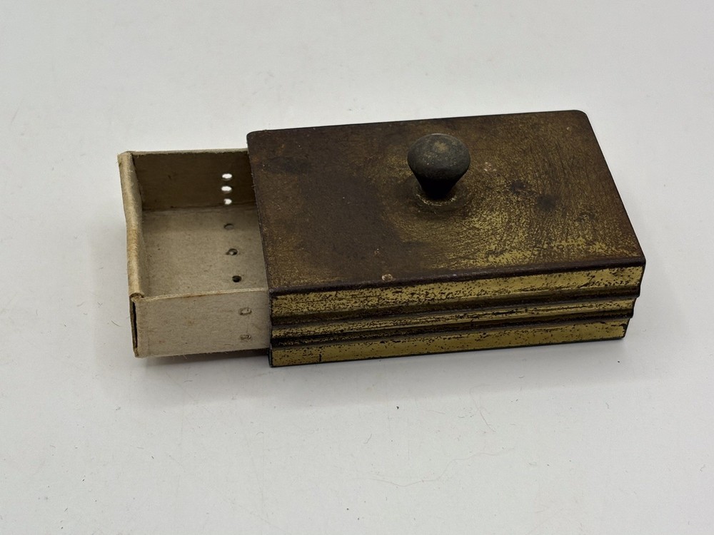 Vintage Brass Match Box Holder Case