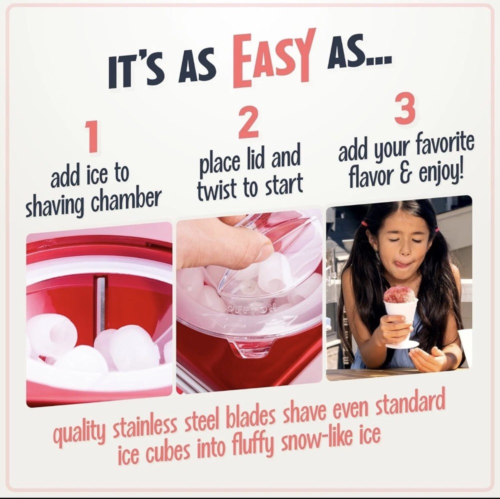 Shaved Ice Snow Cone Maker Machine Retro Table Top Slushy Ice Cream Maker