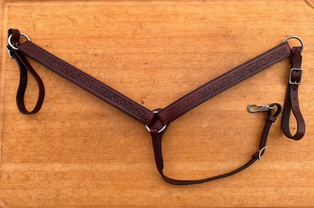 CIRCLE Y Tooled Western Breast Collar 4 Saddle