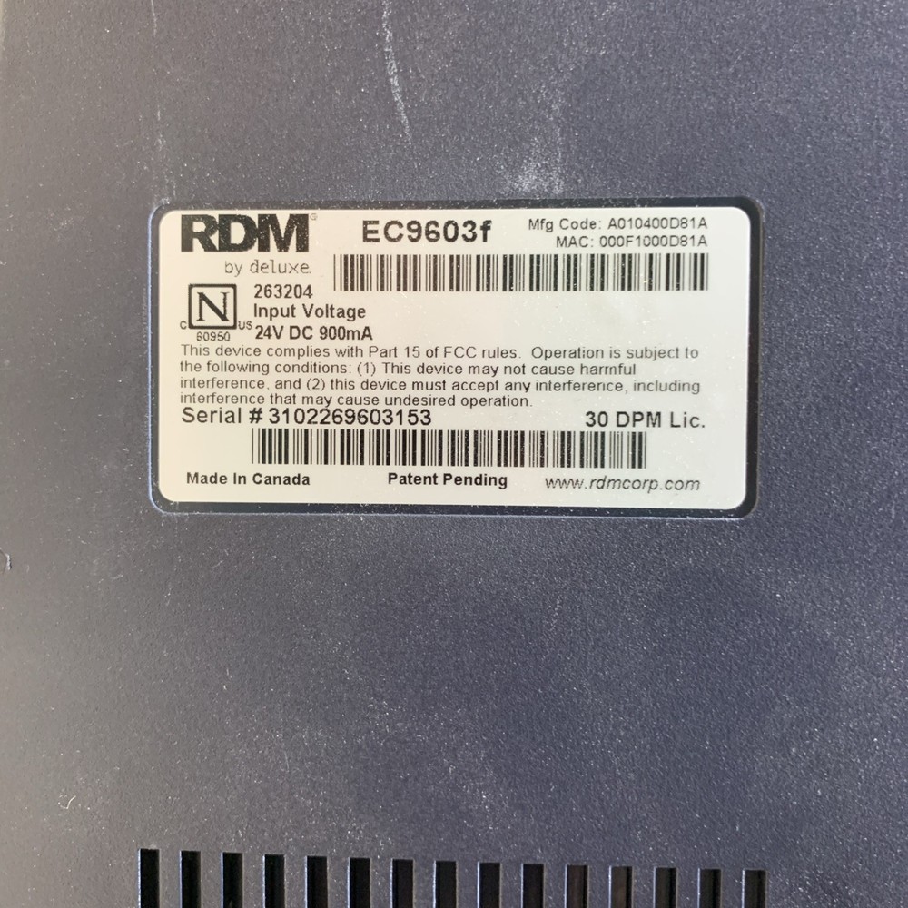 RDM EC9600i AF Check Scanner 973 Page Count Unit Only - TESTED WORKING