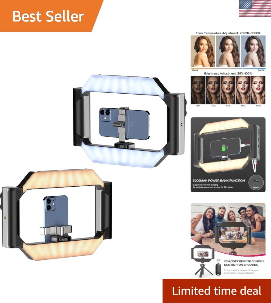 Smartphone Video Rig with Light, Cell Phone Handheld Stabilizer with Ring Lig...