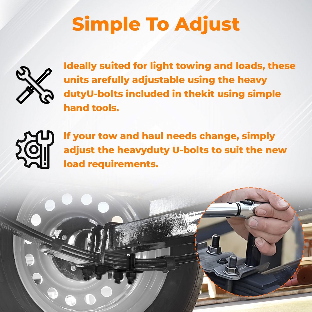 For 3500lb SingleTrailer Axle Suspension W/ 4 Leaf Springs U-bolt + Hanger Kit