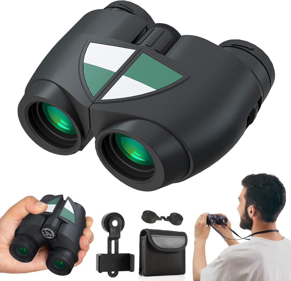 15X32 Compact Binoculars for Adults, High Power Lightweight Small Binoculars wit