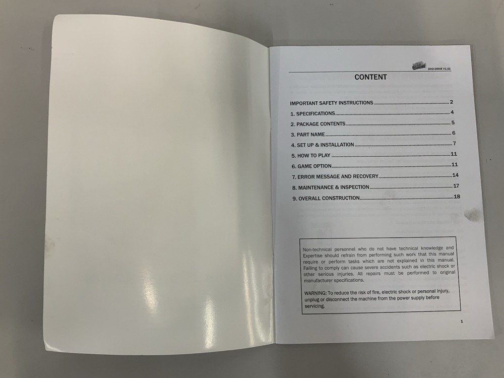 Duo Drive Arcade Game Operation Manual