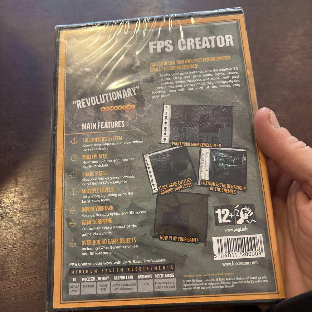 FPS CREATOR - create your own 3D Shooter Games - Windows PC CD-ROM - sealed new