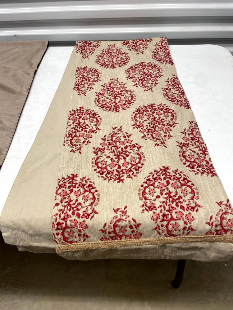 Lot of 3 Table Runners Set Multicolor Damask Pattern for Kitchen & Dining Table