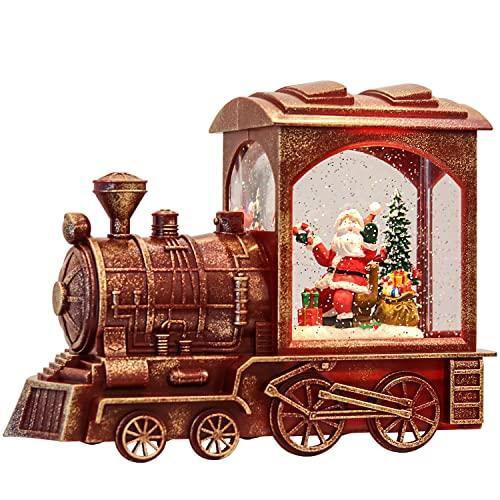 Eldnacele Singing Christmas Train Snow Globe with Music & Timer, Lighted-up