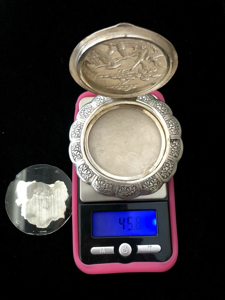 Vintage Sterling Silver Chinese Powder Compact Case