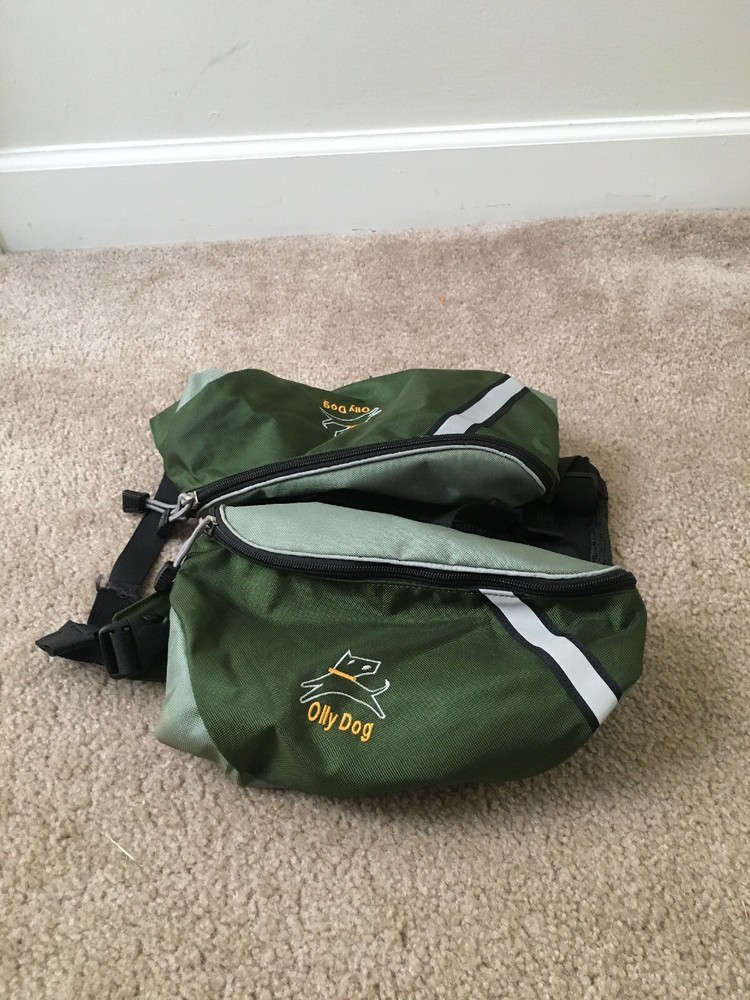 Olly Dog Saddlebag Green Nylon Adjustable Hiking Pack