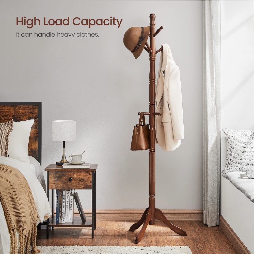 Solid Wood Coat Rack and Stand Free Standing Hall Coat Tree with 10 Hooks for...