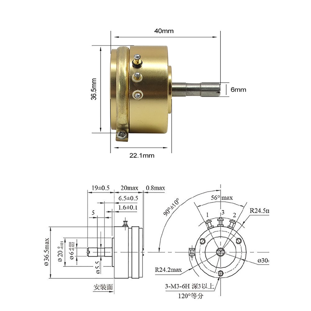 Precision Conductive Potentiometer 1K 2K 5K 10K 0.1% Angular Displacement Sensor