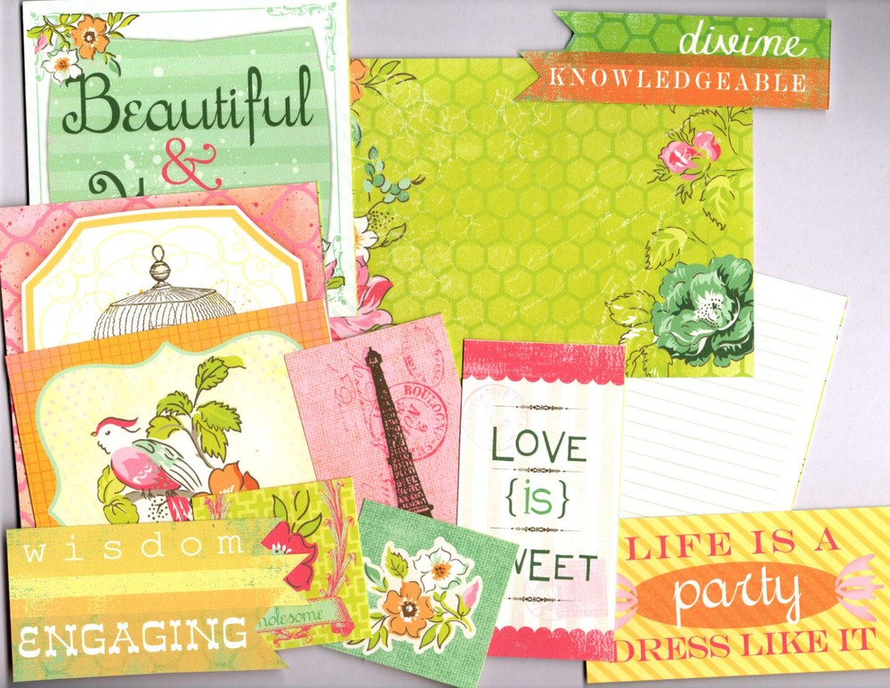 Snippets ENGAGING (12PC) HANDMADE EPHEMERA PIECES/CARDS Double-Sided