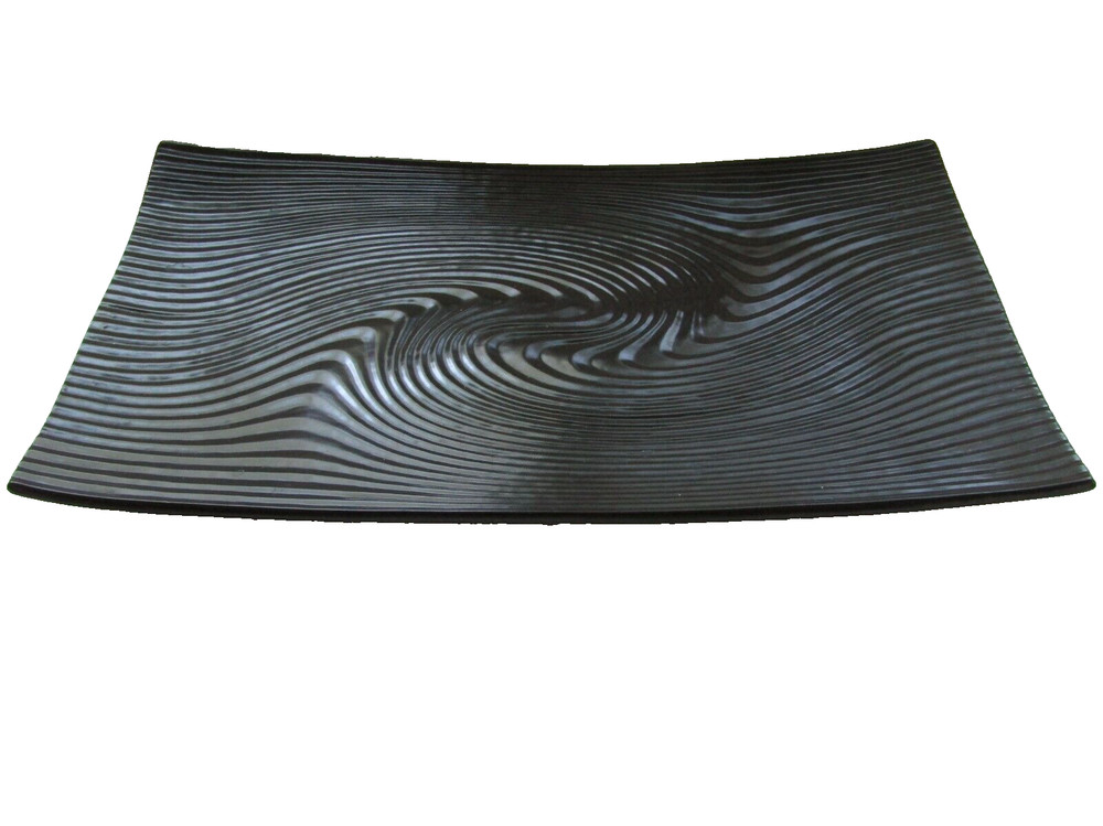 Baum Brothers Black Textured Sand Dune Stoneware 14” Rectangular Platter