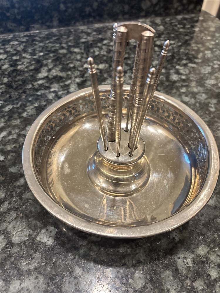 Farberware Silver-Tone Metal Round Nutcracker & Picks With Nut Dish