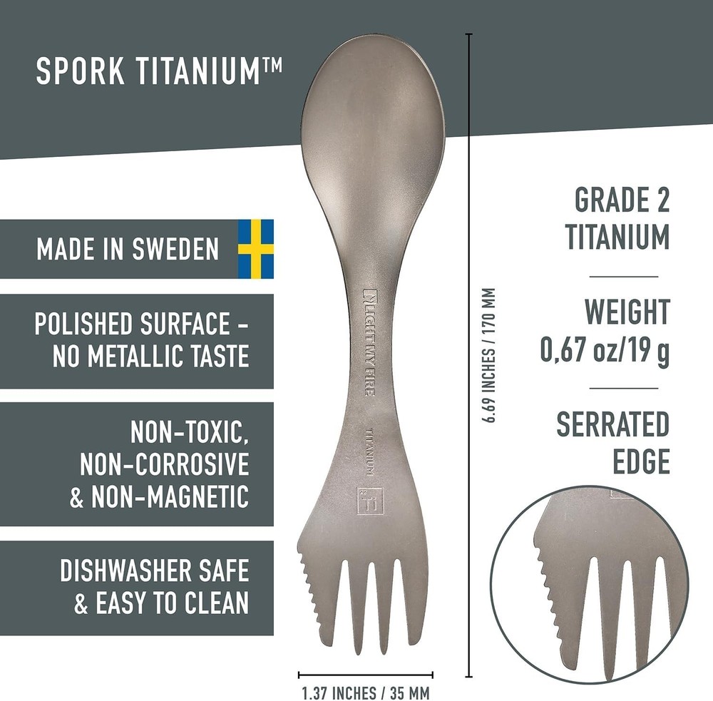 Titanium Spork Camping Spoon Fork Knife Combo Reusable Travel & Camping Utens...