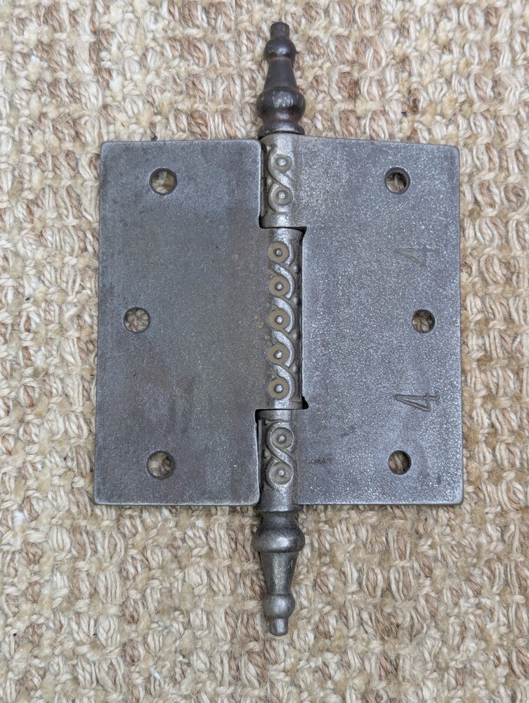 4" x 4" Antique Decorative Cast Iron Steeple Tip Hinge
