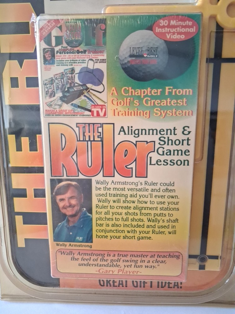The Ruler Golf Practice Aid by Gary Player Putting Alignment Tool & VHS New