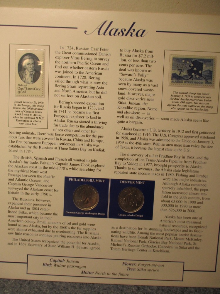 23 Different State Quarter Cards with Quarters, Stamps & State Info