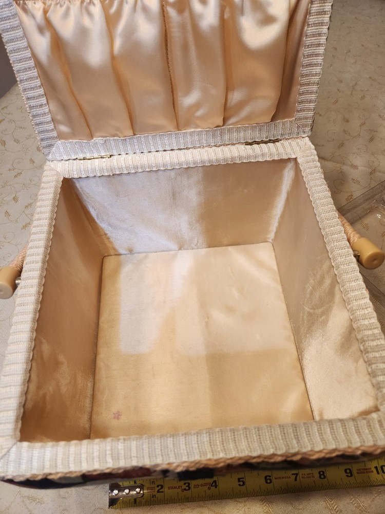 Floral Design Fabric Sewing Basket With Hangle