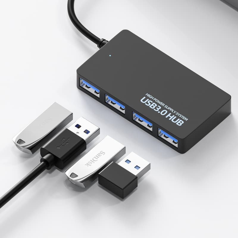 High-Speed USB 3.0 Hub Multi Splitter 4-Port Multiple Expander Adapter Computer