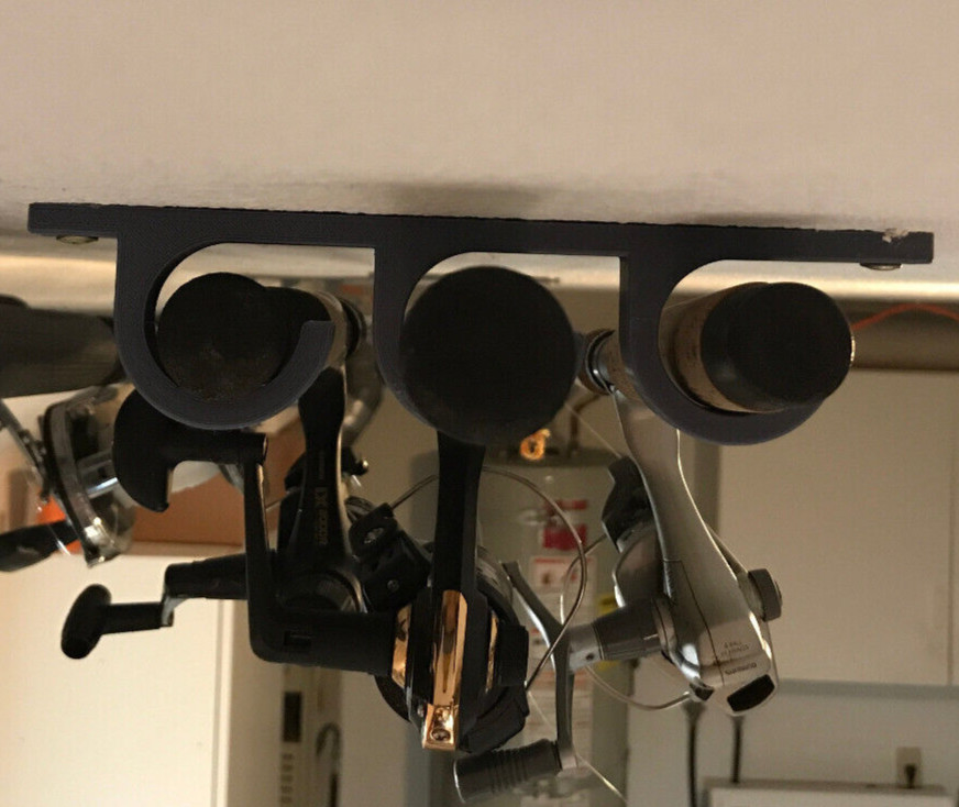 Fishing Pole Wall/Ceiling Mount Brackets (pair) - Holds 3 poles