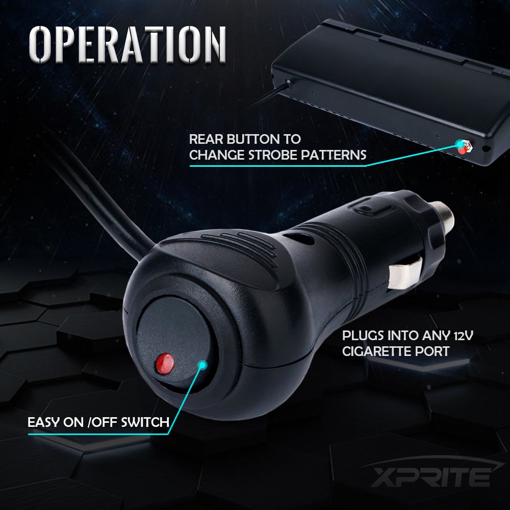 Xprite White 16 LED Strobe Light Bar Dash Interior Deck Flash Emergency Warning