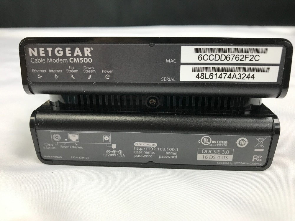 NETGEAR CM500 Cable Modem - 680 Mbps - Black