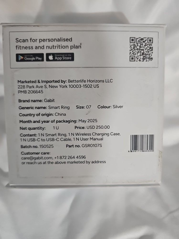 Gabit Smart Ring – Size 07 – Silver – New-Open box