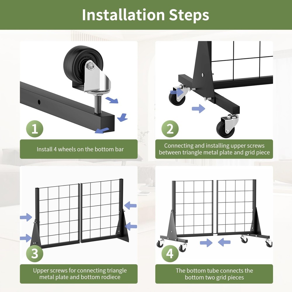 Floor Standing Grid Wall Display Panel 2x5.5 Ft with Accessories