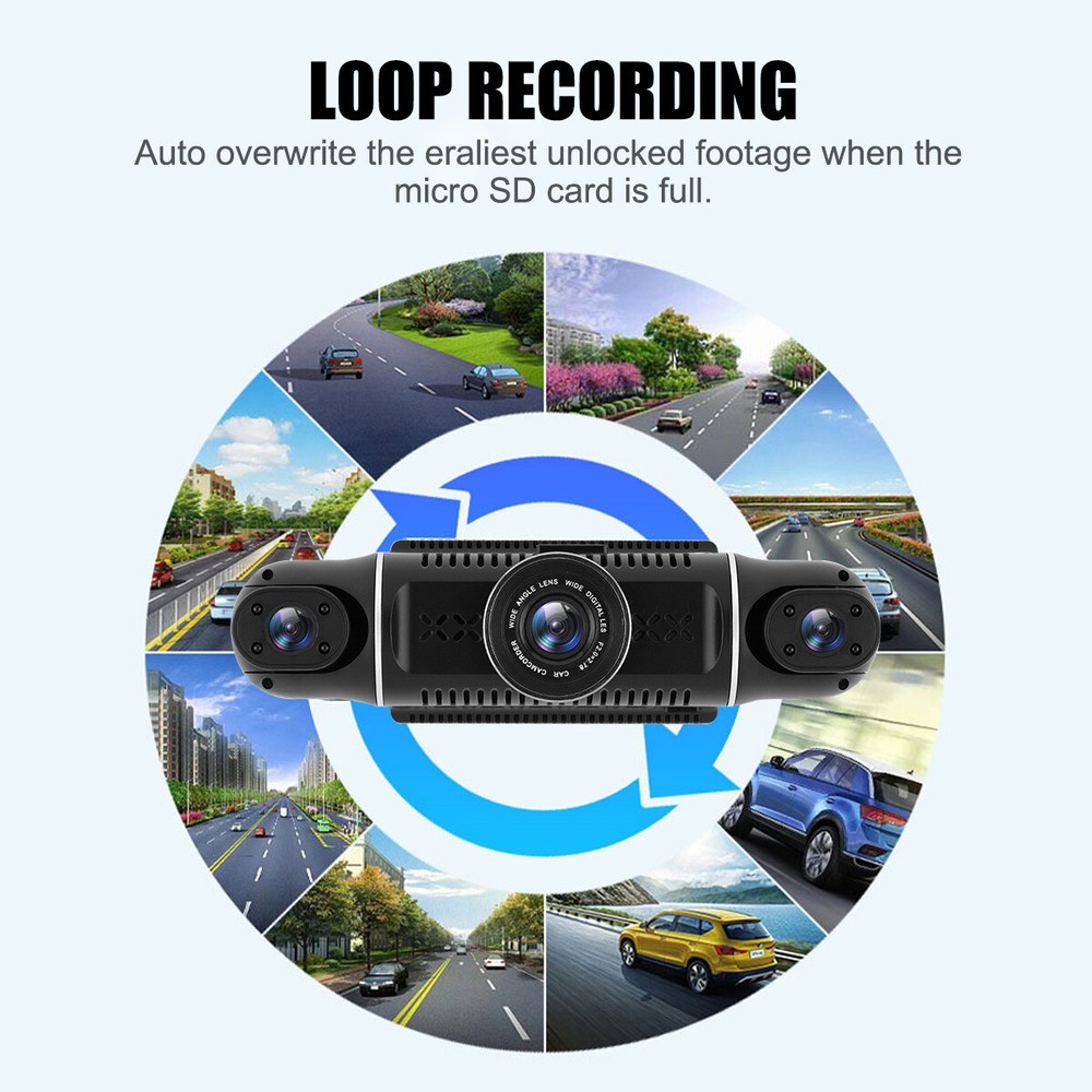 360 Degree View 4 Channel Dash Cam Front and Rear Inside Left Right, Dash Camera