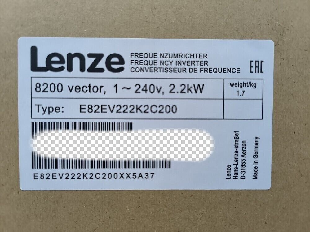 E82EV222K2C200 NEW LENZE E82EV222_2C200 Inverter 8200 vector 2.2kW E82EV2222C200