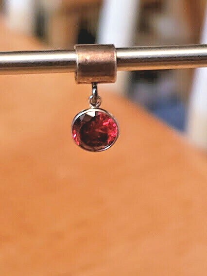 925 Sterling Silver Birthstone Bead Charm Dangle Ruby