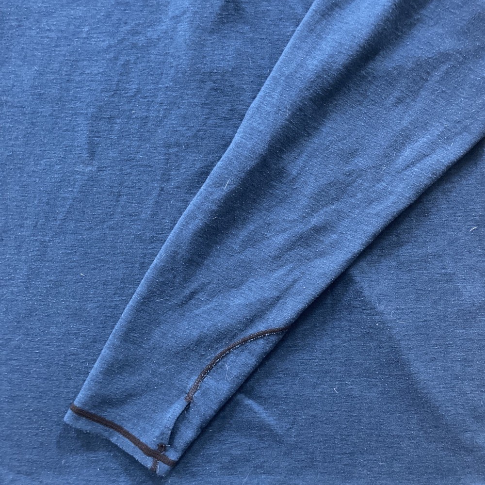 Duluth Trading Co Pullover Mens L Blue Polartec Power Grid Wool Blend 1/4 Zip