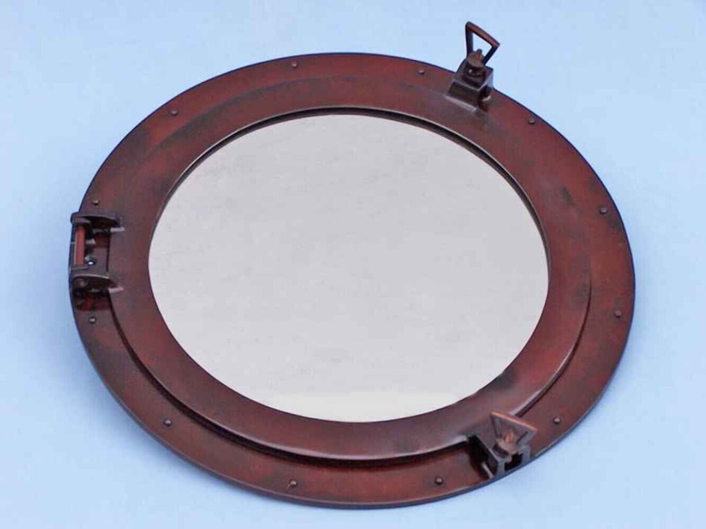 Antique Copper Decorative Ship Porthole Mirror 24"