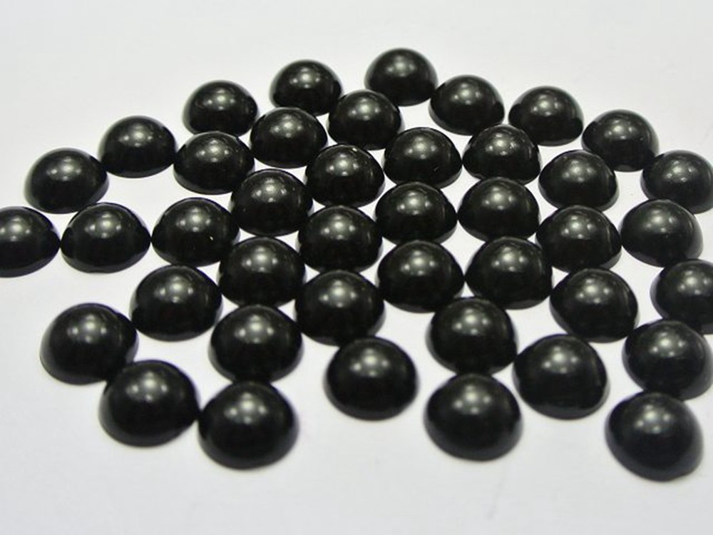 200 Black Half Pearl Bead 10mm Flat Back Gem Scrapbook Craft