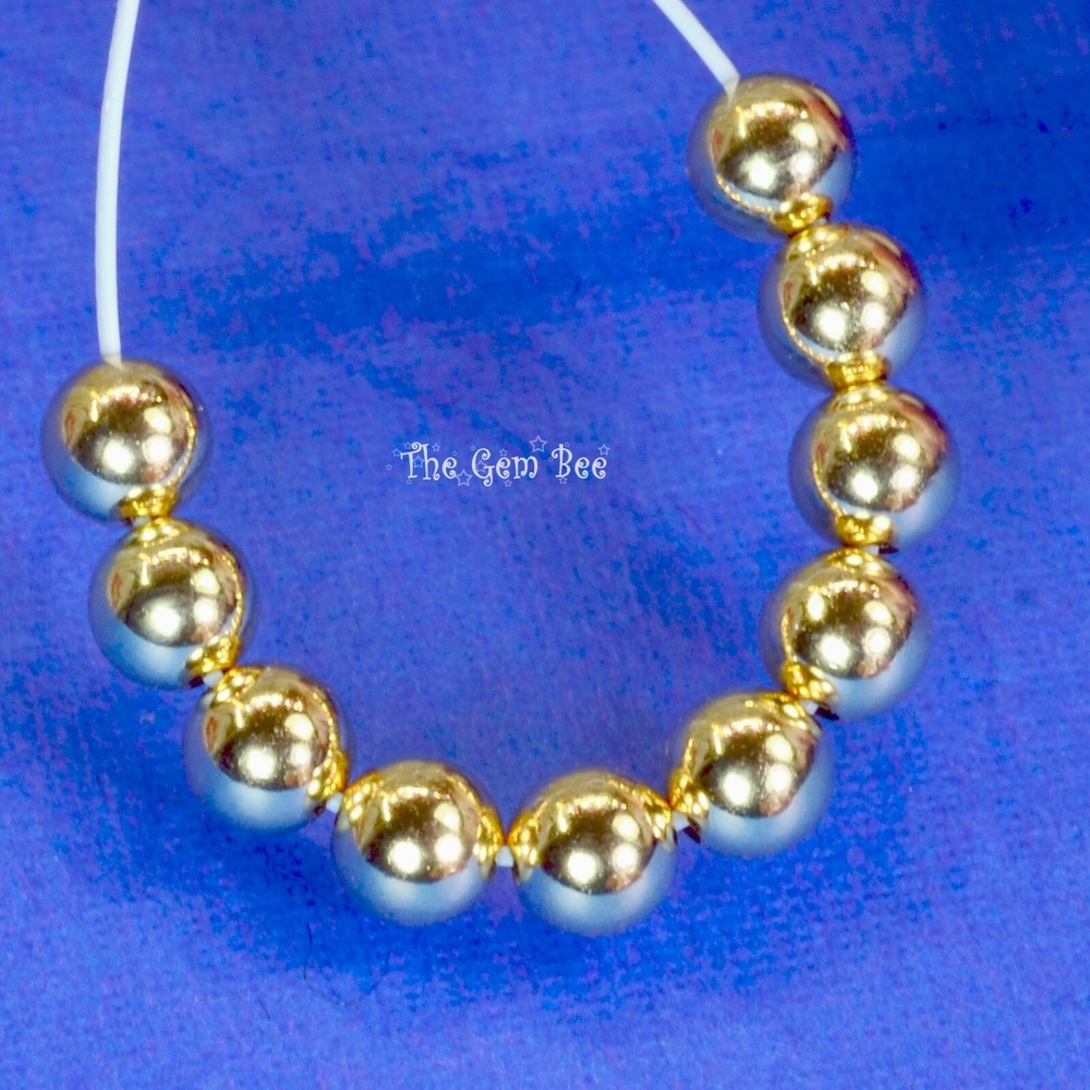 4MM 18k Solid Gold Smooth Round Ball Sphere Bead Spacer (10)