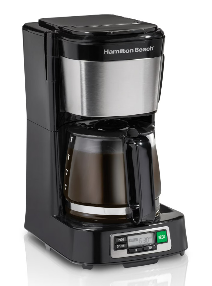 Hamilton Beach Front Fill 5-Cup Programmable Mini Drip Coffee Maker Black 46113