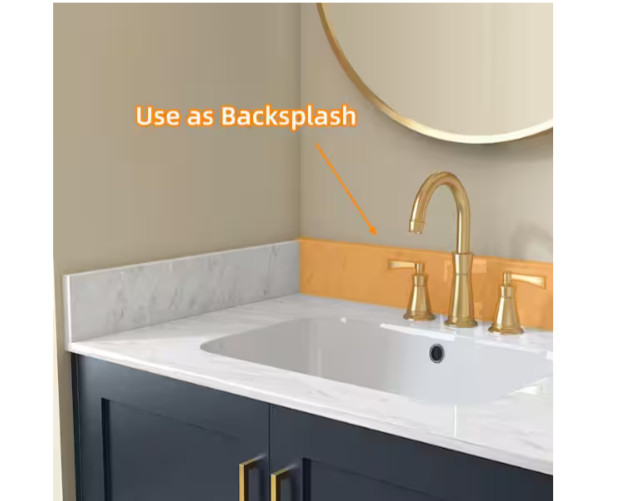 NTQ 24 in. Real Marble Vanity Backsplash Marble Bathroom Vanity Back Splash