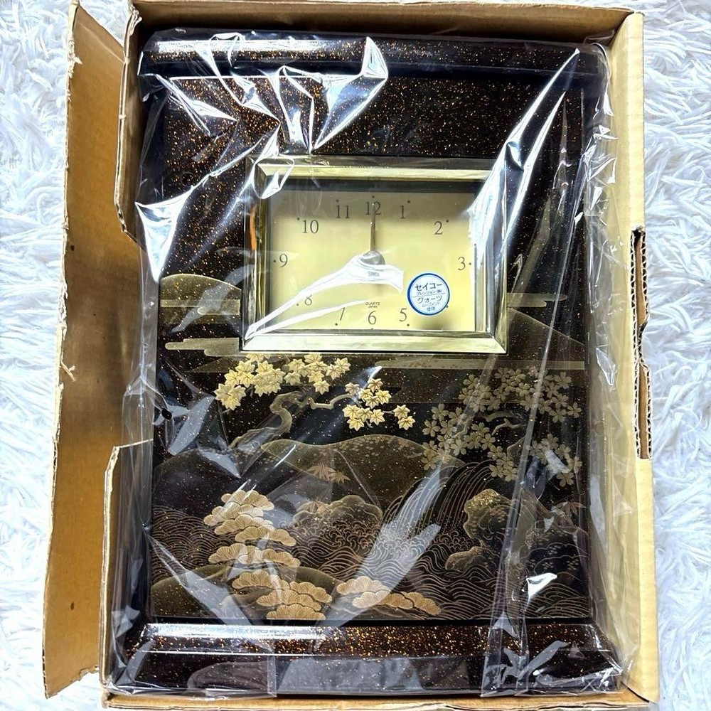 Rare SEIKO Precision Maki-e Table Clock Retro Vintage