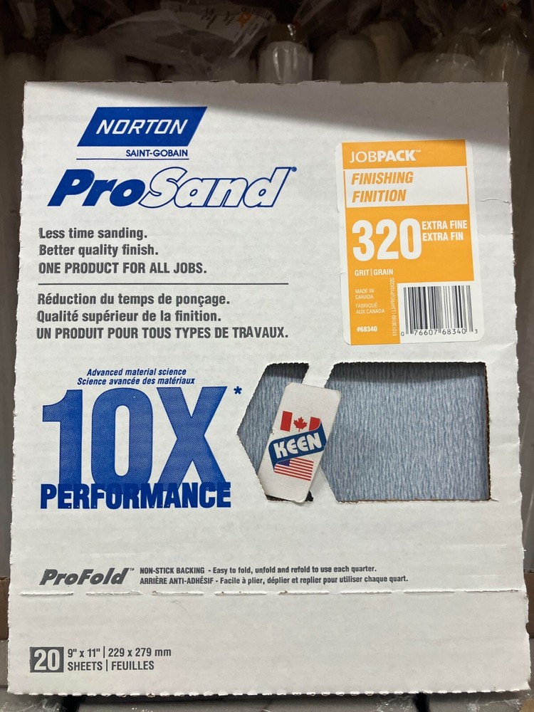 Norton CANADA ProSand 9" x 11" Sanding Sheets 320 Grit 20pack