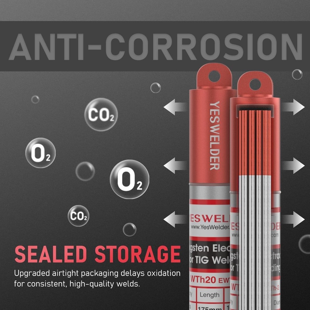 AWS Certified Red Tip Tungsten Electrode Set 10pk - Perfect for Precise Welding