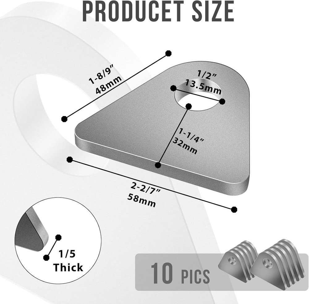 Weld on Tabs, Steel Shock Basic Weld Tab, Universal Weld on Tabs Flat Bottom Mou