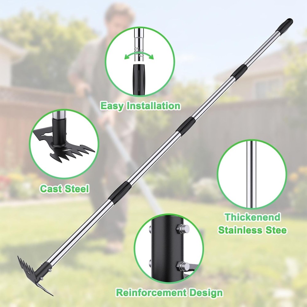 Weed Puller Tool with Long Handle，Adjustable Long Manual Weeder Remover Tool