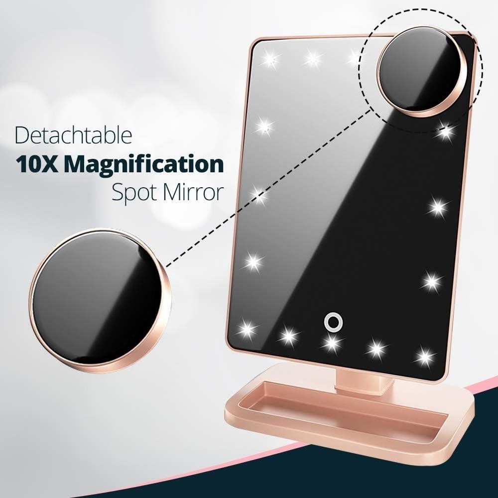 LED Lighted Make up Vanity Mirror Bluetooth 360° Adjustable Rotation Dimmable