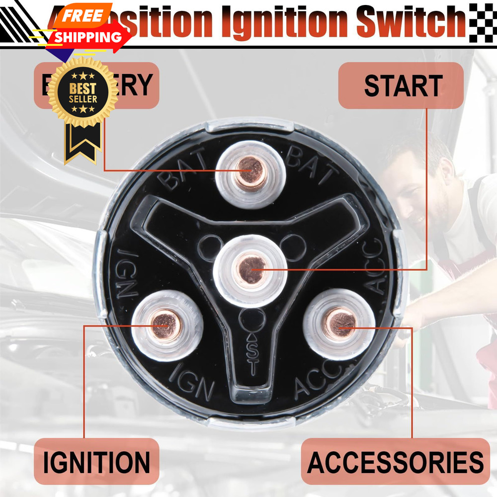 Ignition Switch with Key, Universal Key Switch, 12V 4 Position...