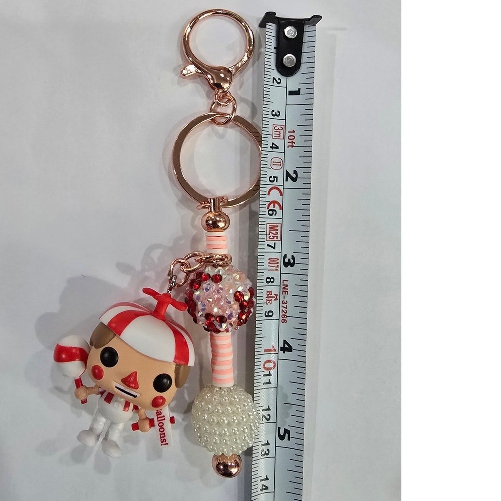 Handmade Beaded Keychain With Reworked Mini Figure | Unique Bag Charm