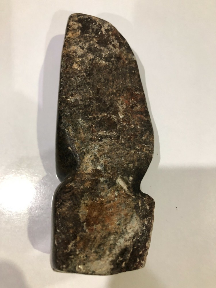 Carved Black/Brown Stone Head - 14 cm