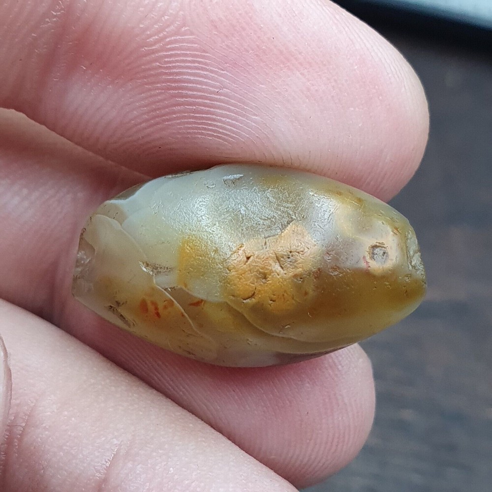 AA Ancient Suleimani Gray Agate Bead , Rare Himalayan agate bead